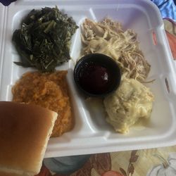 Ms. Stella's - Turkey and stuffing with sweet potato and collards