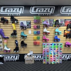 Crazy Skates - Some of our roller skates available in both fixed and size adjustable options.