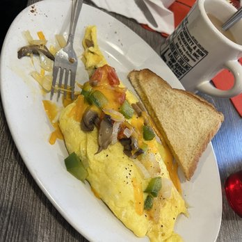 Franklin Restaurant - an omelet with toast and vegetables - New American Near Me - Rocky Mount, Virginia