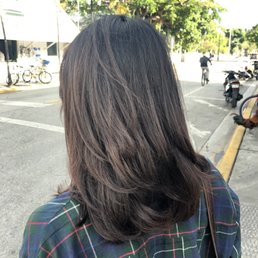 My "after" shot post-blow out. The cut looks great blown straight, but also dries perfect when it's natural and wavy too!
