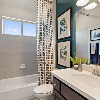 Salted Interiors - Guest Bathroom  Custom Shower Curtain Art and Accessories - Interior Design Near Me - Austin, Texas
