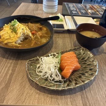 Bengee Sushi - Curry tornado, salmon sashimi, miso soup. - Sushi Bars Near Me - Ontario, California