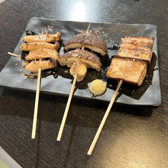 Izakaya Shun - Trumpet mushroom skewer, shiitake mushroom skewer, eggplant skewer - Izakaya Near Me - Paradise, Nevada Izakaya Shun - Trumpet mushroom skewer, shiitake mushroom skewer, eggplant skewer - Izakaya Near Me - Paradise, Nevada