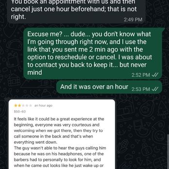 Togy's Barber Studio - The message that he sent after I had to cancel my appointment... - Barbers Near Me - West Palm Beach, Florida Togy's Barber Studio - The message that he sent after I had to cancel my appointment... - Barbers Near Me - West Palm Beach, Florida