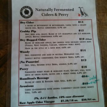 Blackduck Cidery - Current tasting list - sadly no reisling one right now, really wanted to try that - Fruits & Veggies Near Me - Ovid, New York