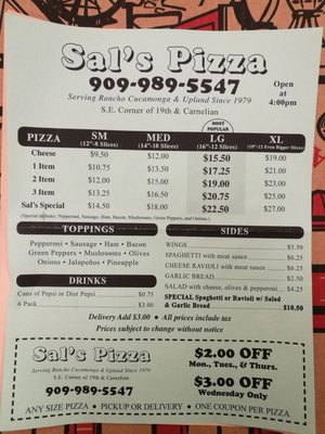 Menu photo 6 Sal's Pizza Alta Loma, CA Menu photo 6 Sal's Pizza Alta Loma, CA
