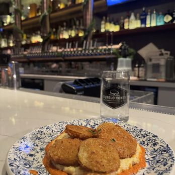 Tupelo Honey Southern Kitchen & Bar - Fried Green Tomatoes*... that sauce with grits was sooo good. - Southern Near Me - Denver, Colorado Tupelo Honey Southern Kitchen & Bar - Fried Green Tomatoes*... that sauce with grits was sooo good. - Southern Near Me - Denver, Colorado