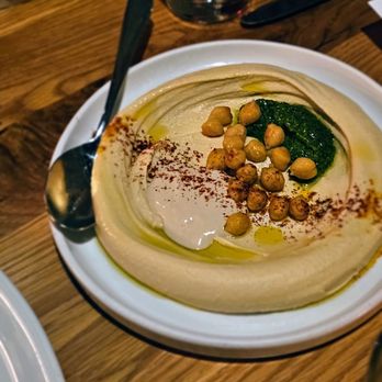 Balaboosta - Hummus- Green schug, chickpeas, and pita. $17. Not the best, but solid with good warm bread - Mediterranean Near Me - New York, New York Balaboosta - Hummus- Green schug, chickpeas, and pita. $17. Not the best, but solid with good warm bread - Mediterranean Near Me - New York, New York
