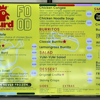 Burd Chicken Rice - Food Menu - 8/2026 - Chicken Shop Near Me - West Covina, California