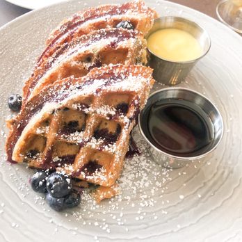 Water's Table - Blueberry waffles with lemon glaze (I was hooked) - New American Near Me - Renton, Washington