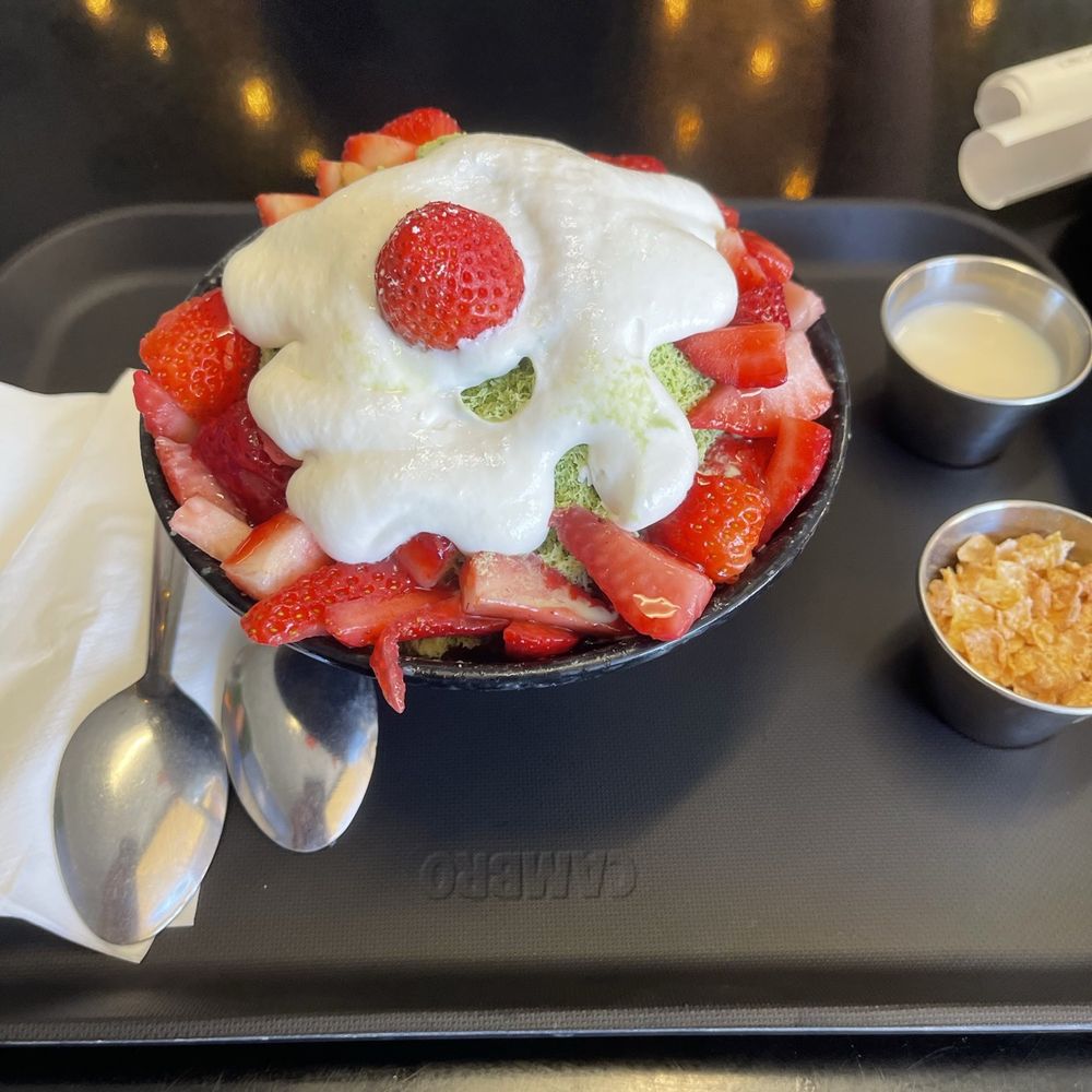 Bru Tea Cafe - Matcha Strawberry Bingsoo - Bubble Tea Near Me - Elk Grove, California Bru Tea Cafe - Matcha Strawberry Bingsoo - Bubble Tea Near Me - Elk Grove, California