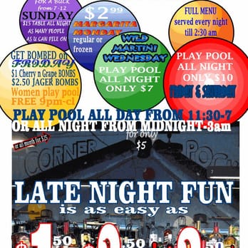 The Corner Pocket - a flyer for a late night fun - Pool Halls Near Me - Largo, Florida The Corner Pocket - a flyer for a late night fun - Pool Halls Near Me - Largo, Florida