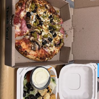 Papa Brunee's Pizza & Subs - Personal pizza and side salad. - Pizza Near Me - Stanley, Idaho