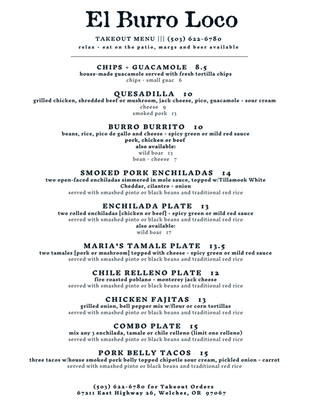 Menu photo 1 El Burro Loco Welches, OR Menu photo 1 El Burro Loco Welches, OR