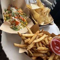 Grilled Street Corn and Thin-Cut Fries