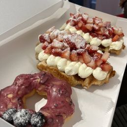 Blueberry Donut and Strawberry Fresh Cream Croffle