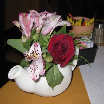 Yellow Vase - fresh flowers and crayons on my table - Bakeries Near Me - Redondo Beach, California