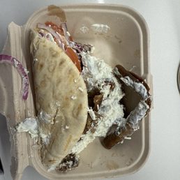 gyro meat , extra condiments gyro meat , extra condiments