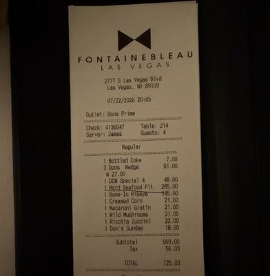 Menu photo 1 Don's Prime Las Vegas, NV