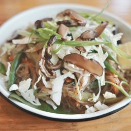 Pancit Sotanghon. Thin glass noodles & crisp vegetables give this dish a well-rounded finish. Pancit Sotanghon. Thin glass noodles & crisp vegetables give this dish a well-rounded finish.