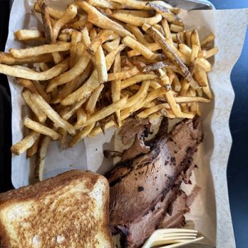 Sandfly BBQ - Brisket & double fries plate - Barbeque Near Me - Savannah, Georgia Sandfly BBQ - Brisket & double fries plate - Barbeque Near Me - Savannah, Georgia