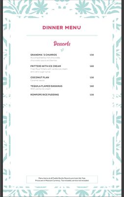 Menu photo 1 Las Palomas Cabo San Lucas, BCS