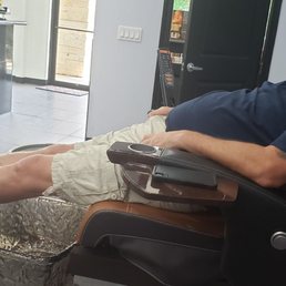 A great nap after his ManPedi!