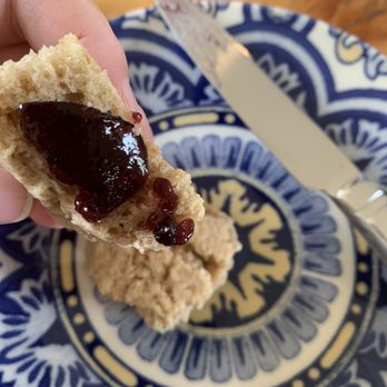 The Nightfall Inn - Homemade scone with homemade blueberry jelly as the breakfast appetizer while Kelly makes your breakfast!  Best scone I've ever had! - Bed & Breakfast Near Me - Belfast, Maine