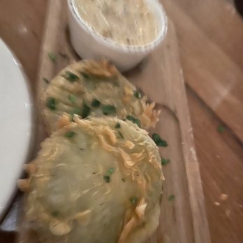 Whiskey Cake - Blurry (sorry) fried green tomatoes - New American Near Me - San Antonio, Texas Whiskey Cake - Blurry (sorry) fried green tomatoes - New American Near Me - San Antonio, Texas