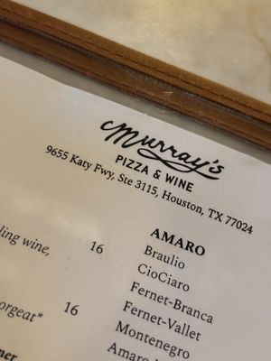 Menu photo 1 Murray's Pizza & Wine Houston, TX Menu photo 1 Murray's Pizza & Wine Houston, TX