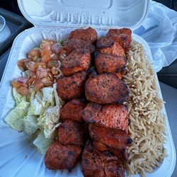 Bamiyan Kabob - 2 skewer Tandoori chicken, with rice and salad (Already ate the naan)