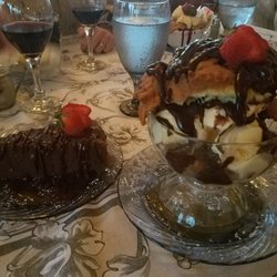 Spring Hill Lodge - Chocolate ganache cake and cream puff with ice cream