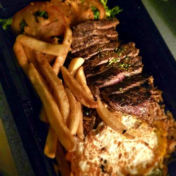 Habana Express - Steak and fries comes with a fried egg on the side. A delish bargain! - Cuban Near Me - Pleasant Hill, California Habana Express - Steak and fries comes with a fried egg on the side. A delish bargain! - Cuban Near Me - Pleasant Hill, California