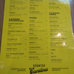 Counter Cantina - Drink menu