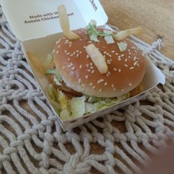 McDonald's - WTF IS THIS I AM SO OUTRAGED I WANTED A CHICKEN BURGER NOT A PEASE OF SHIT FOR AND DOGS ASS