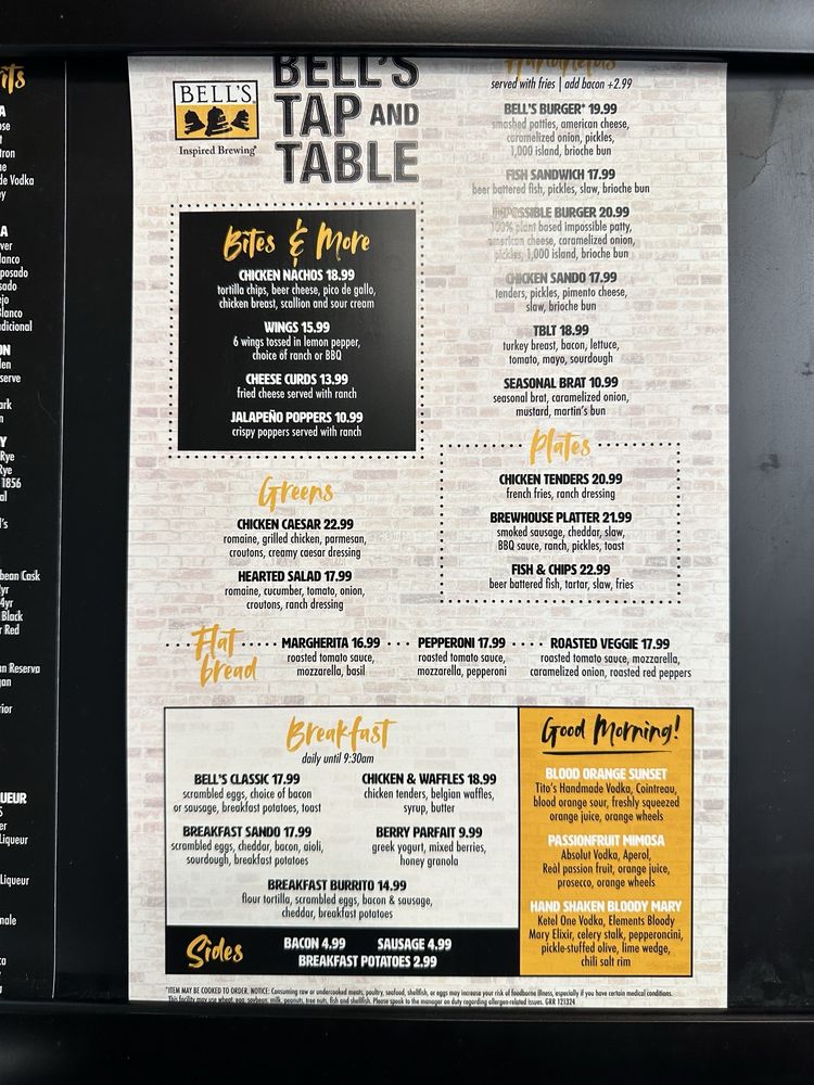 Food from Bell’s Tap & Table