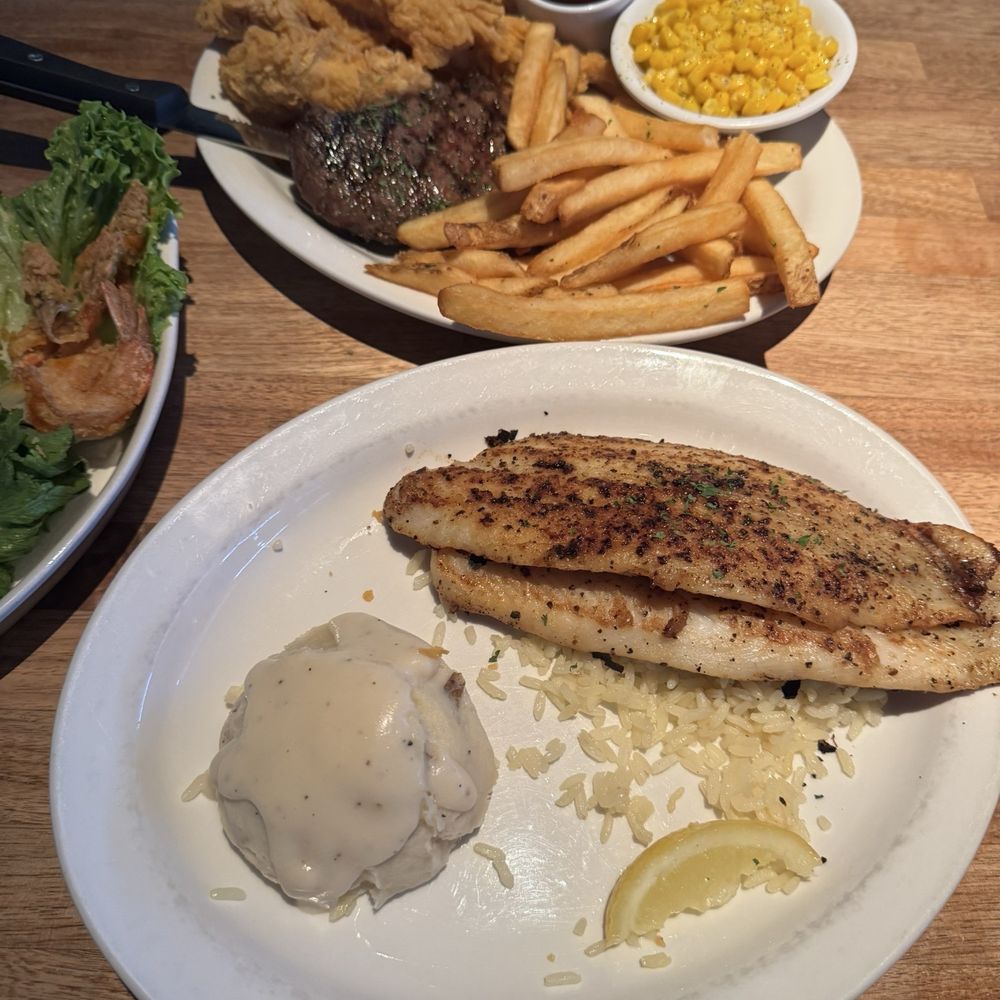 Top Sirloin Steak & Chicken Tenders Grilled White Fish Top Sirloin Steak & Chicken Tenders Grilled White Fish