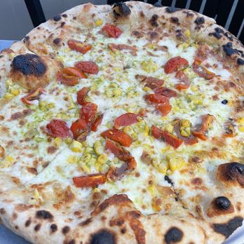 No Regrets Pizza - Corn and tomato pizza - Italian Near Me - North Bethesda, Maryland