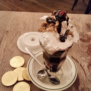 Peter Luger - Hot Fudge Sundae with Gold Coins - Steakhouses Near Me - Brooklyn, New York Peter Luger - Hot Fudge Sundae with Gold Coins - Steakhouses Near Me - Brooklyn, New York
