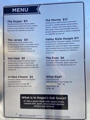 Menu photo 1 Hogan's Hoagie Stop Bend, OR