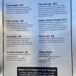 Hogan's Hoagie Stop - Menu July 2021