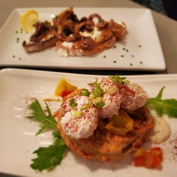 The Strand - Fried Green Tomato with Shrimp & Mushroom Brushetta - New American Near Me - Orlando, Florida
