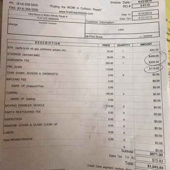 Fine Line Auto Body - This is my bill... - Body Shops Near Me - Columbus, Ohio Fine Line Auto Body - This is my bill... - Body Shops Near Me - Columbus, Ohio