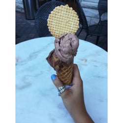 Crema Di Gelato - Ferraro rocher & chocolate peanut butter on a waffle cone :)