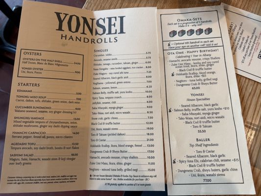 Menu photo 2 Yonsei Handrolls Albany, CA