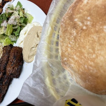 Taza Grill - Warm pita comes with Lamb Kofta Platter - Middle Eastern Near Me - East Lyme, Connecticut