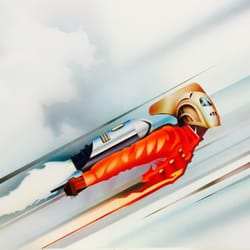 ArtInsights Animation and Film Art Gallery - Rocketeer original art from the film campaign by John Rowe ($7800)
