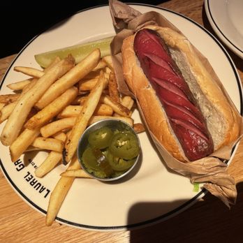Laurel Grill - Hotdog.... Couldn't really taste the wagyu... liked the sauerkraut and condiments - American Near Me - Culver City, California Laurel Grill - Hotdog.... Couldn't really taste the wagyu... liked the sauerkraut and condiments - American Near Me - Culver City, California