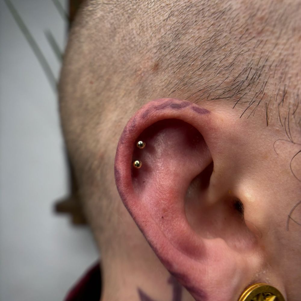 I got a double ear piercing and the spacing and placement is perfect! I got a double ear piercing and the spacing and placement is perfect!