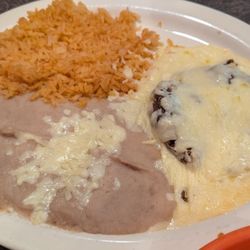 Catarina’s Mexican Restaurant - Lunch combo #4. Chili relleno, taco, rice and beans.
